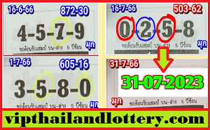 Thai lottery Last Official Paper Open 31-07-2023 Thai lottery