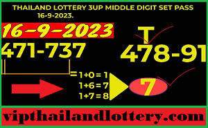 Thailand Lottery Sure 100% 3up Middle Digit Set Pass 16-09-2023